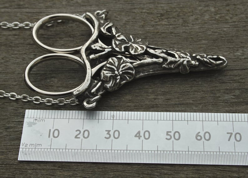 Jasmine Chatelaine with an Antique Pewter Finish & Etui Scissors - lacemaking and embroidery image 5