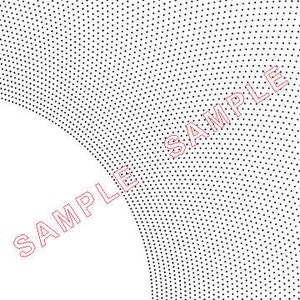 May include: Abstract design featuring a white semi-circle with a pattern of small black dots. The word "SAMPLE" is printed in red across the image. The dots create a gradient effect, with denser concentration towards the edges.