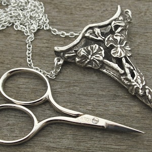 Jasmine Chatelaine with an Antique Pewter Finish & Etui Scissors - lacemaking and embroidery