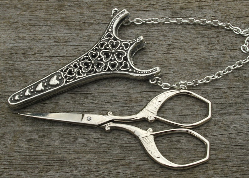Filligree Chatelaine with 3.5 inch Rococco Scissors lacemaking and embroidery