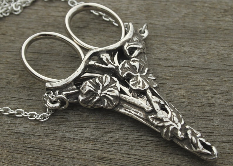 Jasmine Chatelaine with an Antique Pewter Finish & Etui Scissors - lacemaking and embroidery image 2