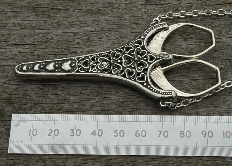 Filligree Chatelaine with 3.5 inch Rococco Scissors lacemaking and embroidery