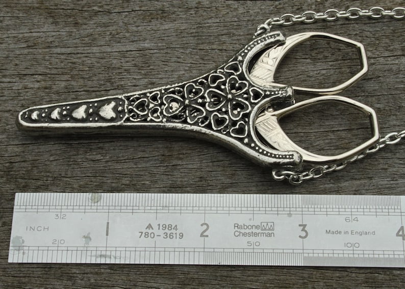 Filligree Chatelaine with 3.5 inch Rococco Scissors lacemaking and embroidery