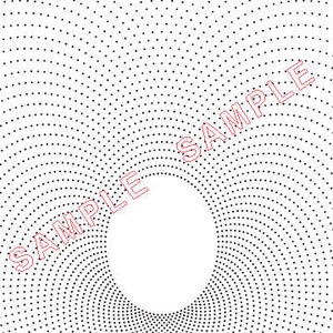 May include: Abstract black and white pattern with a circular design. The pattern is made up of small plus signs arranged in concentric circles.