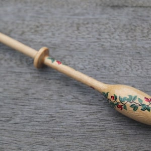 Painted Bruge Lace Bobbin - spiral of berries and leaves