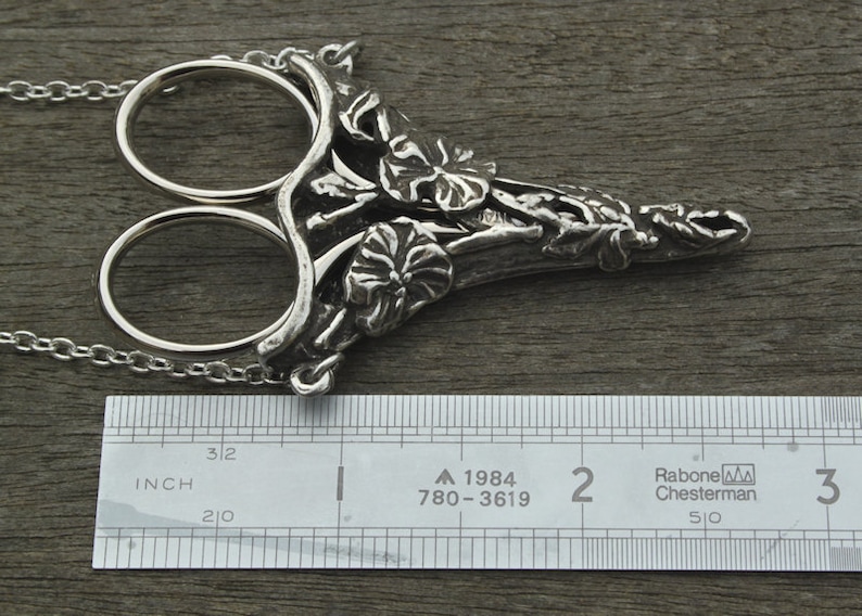 Jasmine Chatelaine with an Antique Pewter Finish & Etui Scissors - lacemaking and embroidery image 4