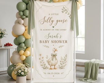 Personalisierte Dumme Gans-Babyparty-Fahne, eine kleine Gans ist los Schild, benutzerdefinierte Babyparty-Willkommensschild, rustikales Gartenpartydekor
