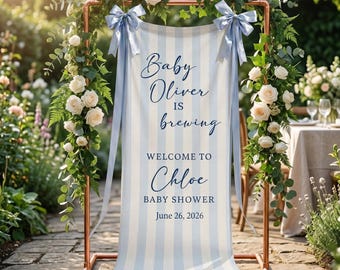 Gestreifte Babyparty-Gewebefahne, personifiziertes Willkommens-Baby-Zeichen, Boho-Kinderzimmer-Wanddekoration, Geschlecht offenbaren Hintergrund