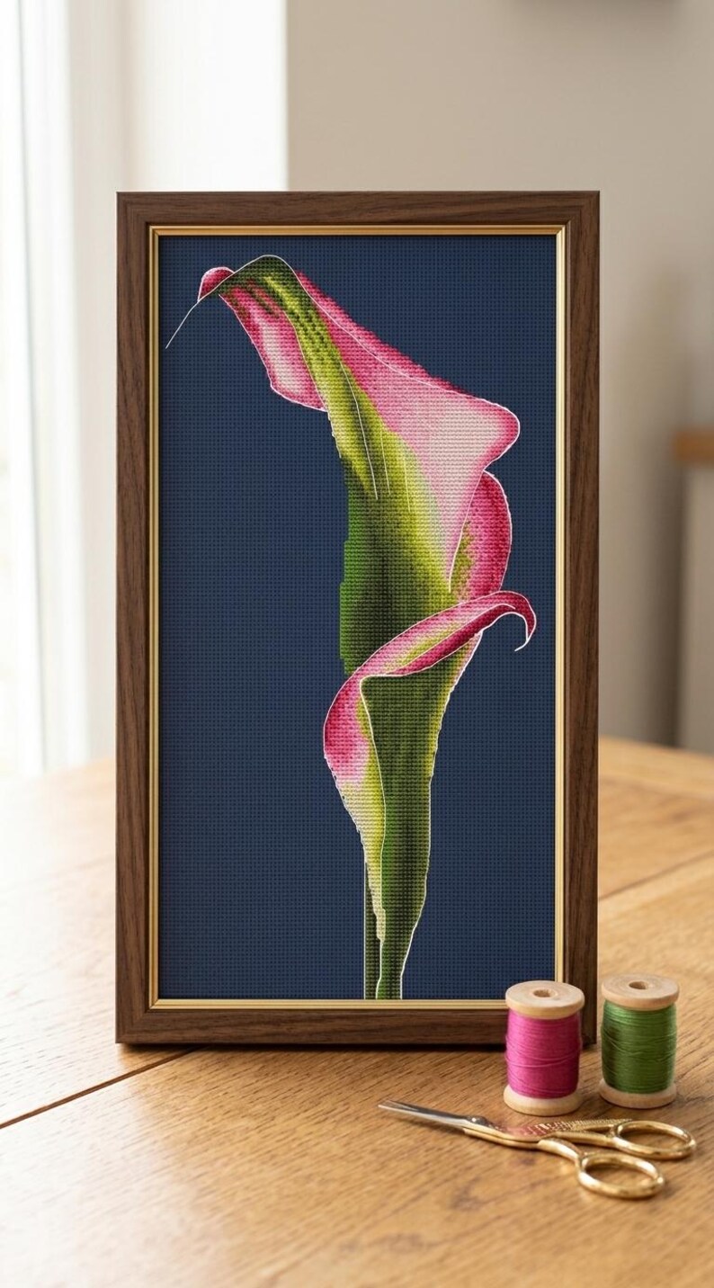 Calla Cross Stitch PDF, Elegant Botanical Pink Flower Pattern, Exotic ...