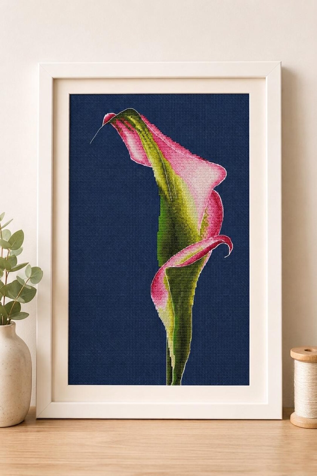 Calla Cross Stitch PDF, Elegant Botanical Pink Flower Pattern, Exotic ...