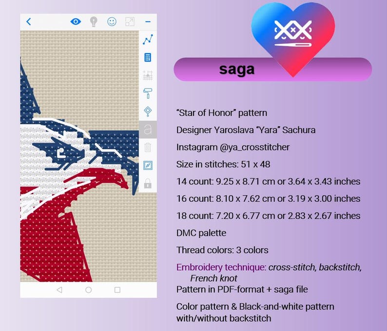 Puede incluir: Dise&ntilde;o de patr&oacute;n de punto de cruz con una estrella patri&oacute;tica en rojo, blanco y azul sobre un fondo beige. El patr&oacute;n mide 9,25 x 8,71 cm en tela de 14 puntos.