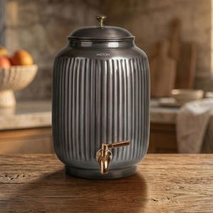 Ayurvedic Copper Water Dispenser 8L | Handcrafted Pure Copper Tank, Boho Kitchen Decor