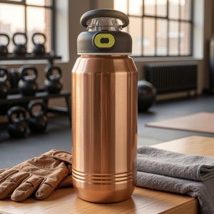 Pure Copper Water Bottle 1L, Seamless Leakproof Gym Sipper, Flip-Top Lid | 34oz Ayurvedic Drinkware