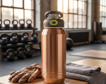 Borraccia in rame puro / Borraccia da palestra artigianale senza BPA, ayurvedica, 900 ml, a prova di perdite