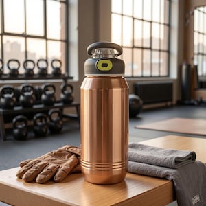 Pure Copper Sipper | Handcrafted BPA Free Gym Water Bottle, Ayurvedic 900ml, Leakproof