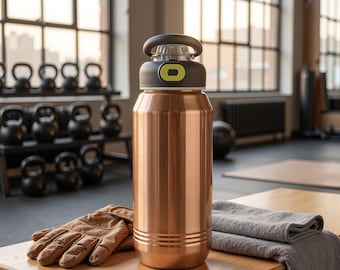 Pure Copper Sipper | Handcrafted BPA Free Gym Water Bottle, Ayurvedic 900ml, Leakproof