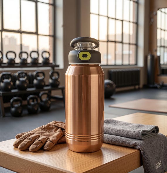 Pure Copper Sipper | Handcrafted BPA Free Gym Water Bottle, Ayurvedic 900ml, Leakproof