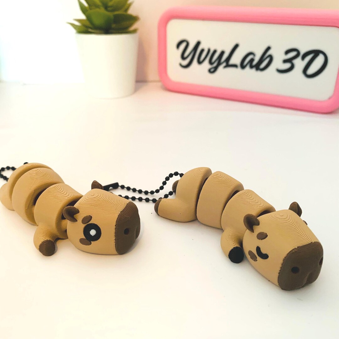 Keyring, Articulated Capybara in PLA – Cute 3D Figurine – Original Gift ...