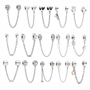 Cadena de seguridad de plata de ley 925, adecuada para dijes de pulsera europea Pandora, un regalo perfecto para ella.