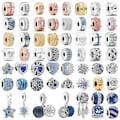Sparkling star, flower, and heart spacer beads, blue crystal bracelet pendant, suitable for Pandora European bracelet charms, a gift for her product logo