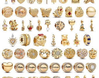 Pandora neue vergoldete Perlenarmband-Anhänger-Serie, passend für Pandoras europäisches Armbandzubehör, als Geschenk für sie