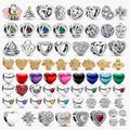 S925 heart-shaped pendant bead, colored enamel crystal heart pendant, suitable for Pandora European bracelet charms, a gift for her. product logo