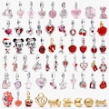 S925 gold-plated pendant with colorful enamel crystal heart beads, suitable for Pandora European bracelet charms. product logo