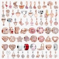 S925 Rose Gold Pendant Collection \u2014 Pink Hearts, Flowers, Moons, Stars, and Dangle Charms; Compatible with Pandora Bracelets; A Gift for Her product logo