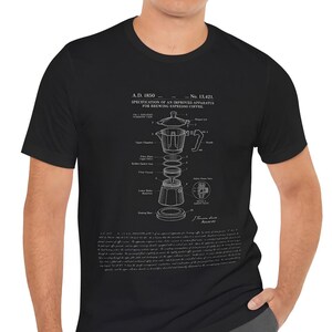 1850 Moka Pot Patent T-Shirt | Vintage Coffee Brewing Blueprint Apparel