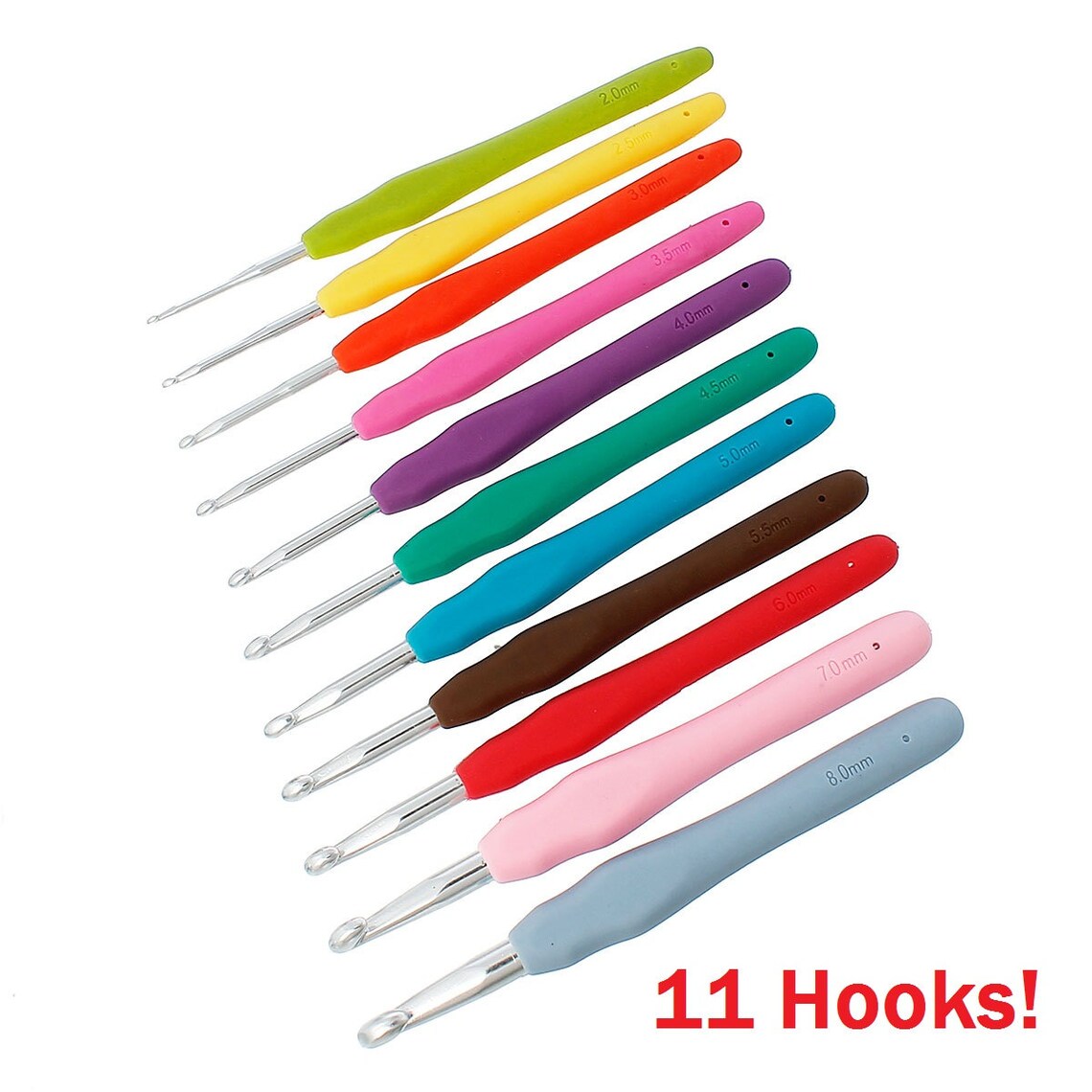 11 Piece Crochet Hook Set Soft Handles & Easy Grip Etsy
