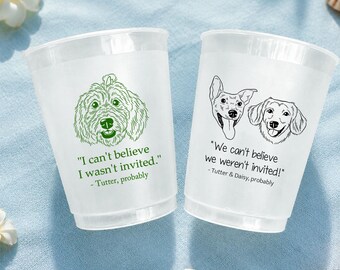 Vaso de plástico esmerilado con retrato personalizado de mascota, vajilla personalizada para fiestas de perros y gatos.