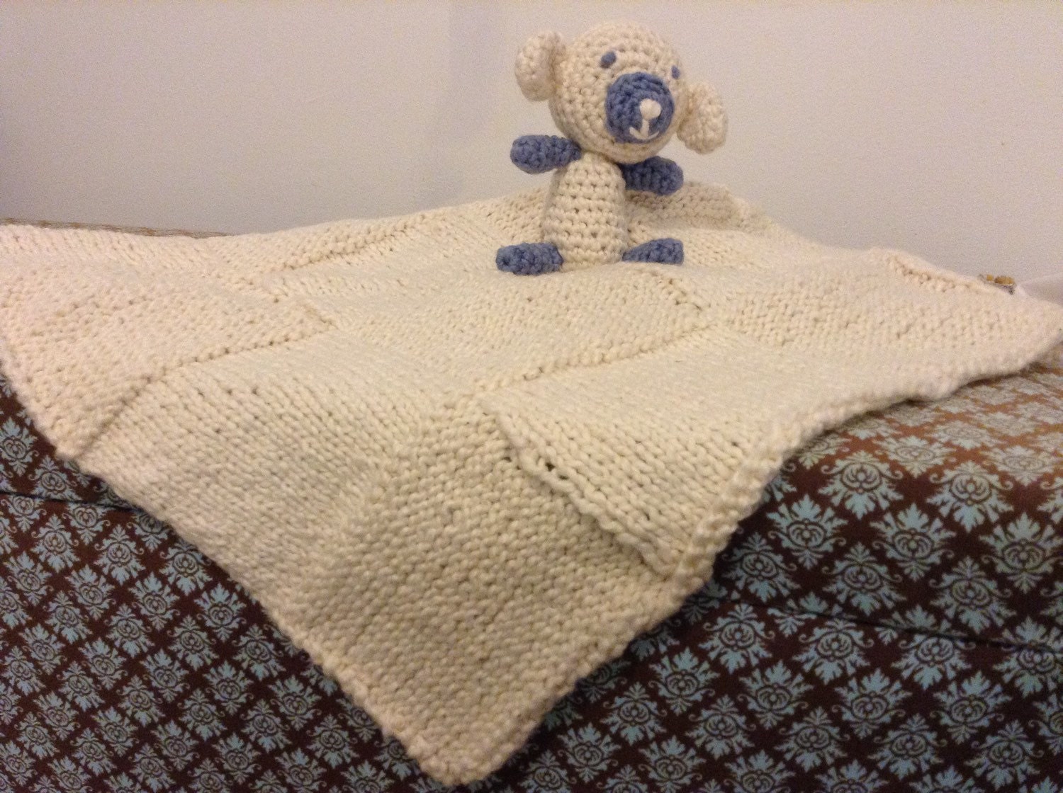 Knitted Organic Baby Blanket with Lamb Etsy