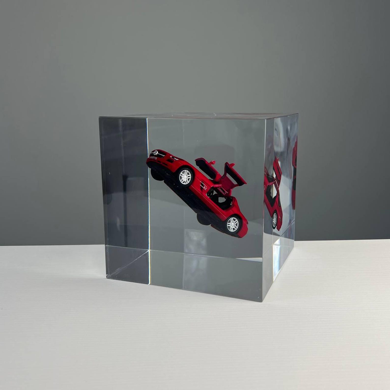 Resin Car Cube Sculpture, Luxury Car Model in Clear Resin, Collectible ...