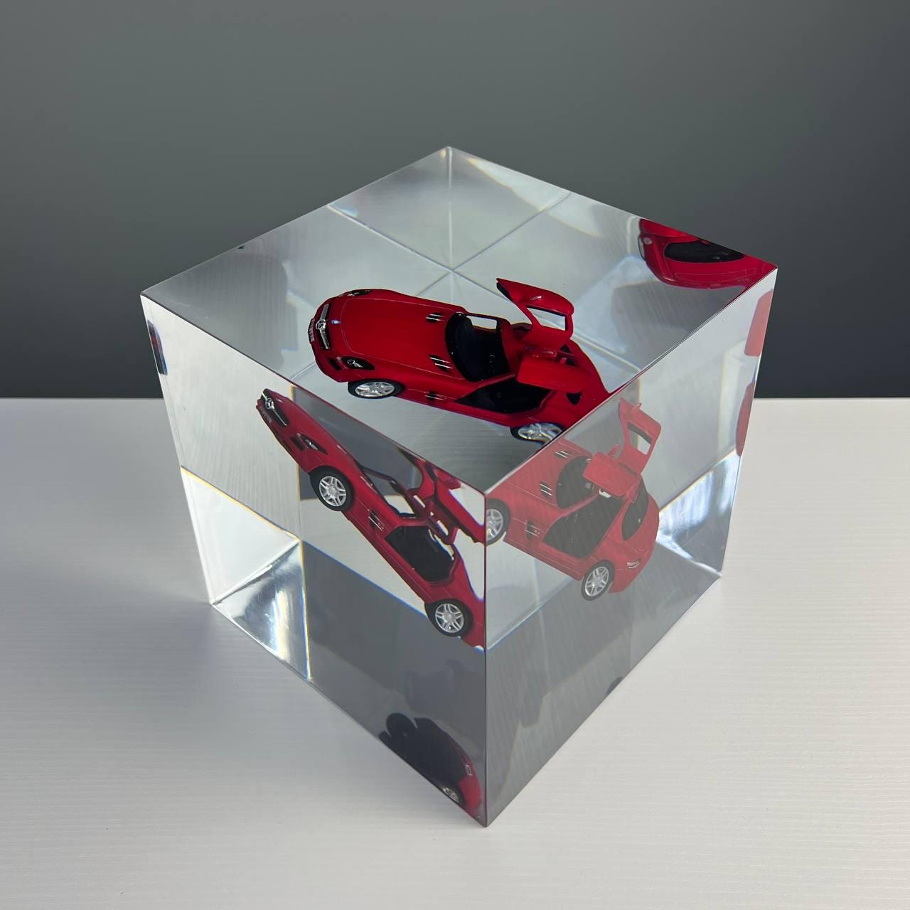 Resin Car Cube Sculpture, Luxury Car Model in Clear Resin, Collectible ...