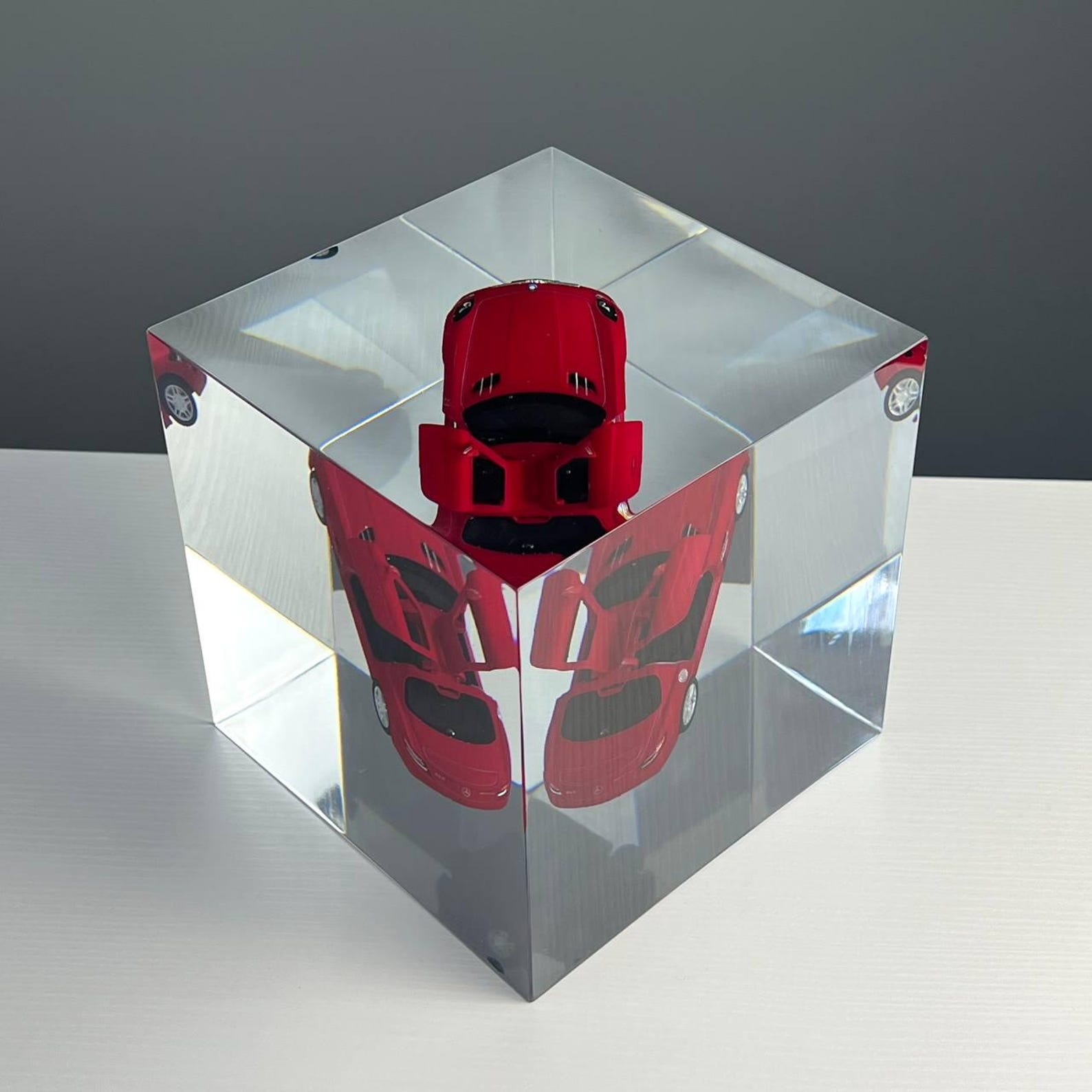 Resin Car Cube Sculpture, Luxury Car Model in Clear Resin, Collectible ...