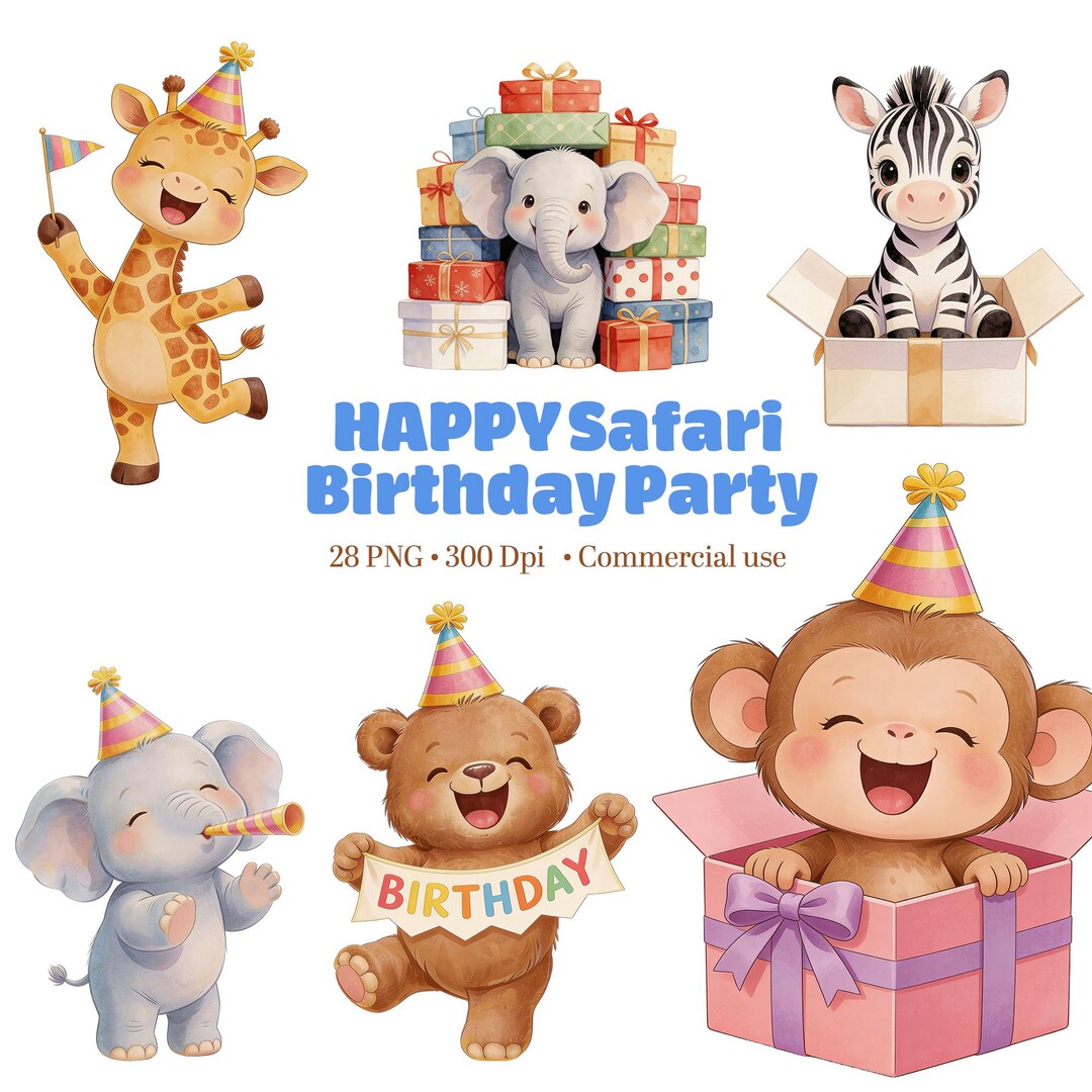 Safari Birthday Clipart 28 PNG Jungle Animals Transparent PNG ...