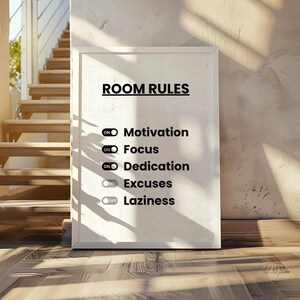 Room Rules Motivational Print, Minimalist Office Decor, Focus Poster, Digital Download, Business Office Gift
