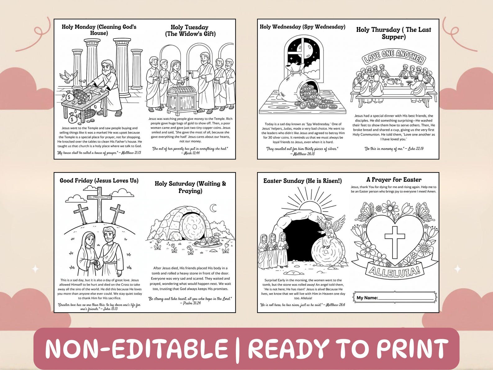 Holy Week Activity Booklet for Kids Easter Story Printable Catholic ...