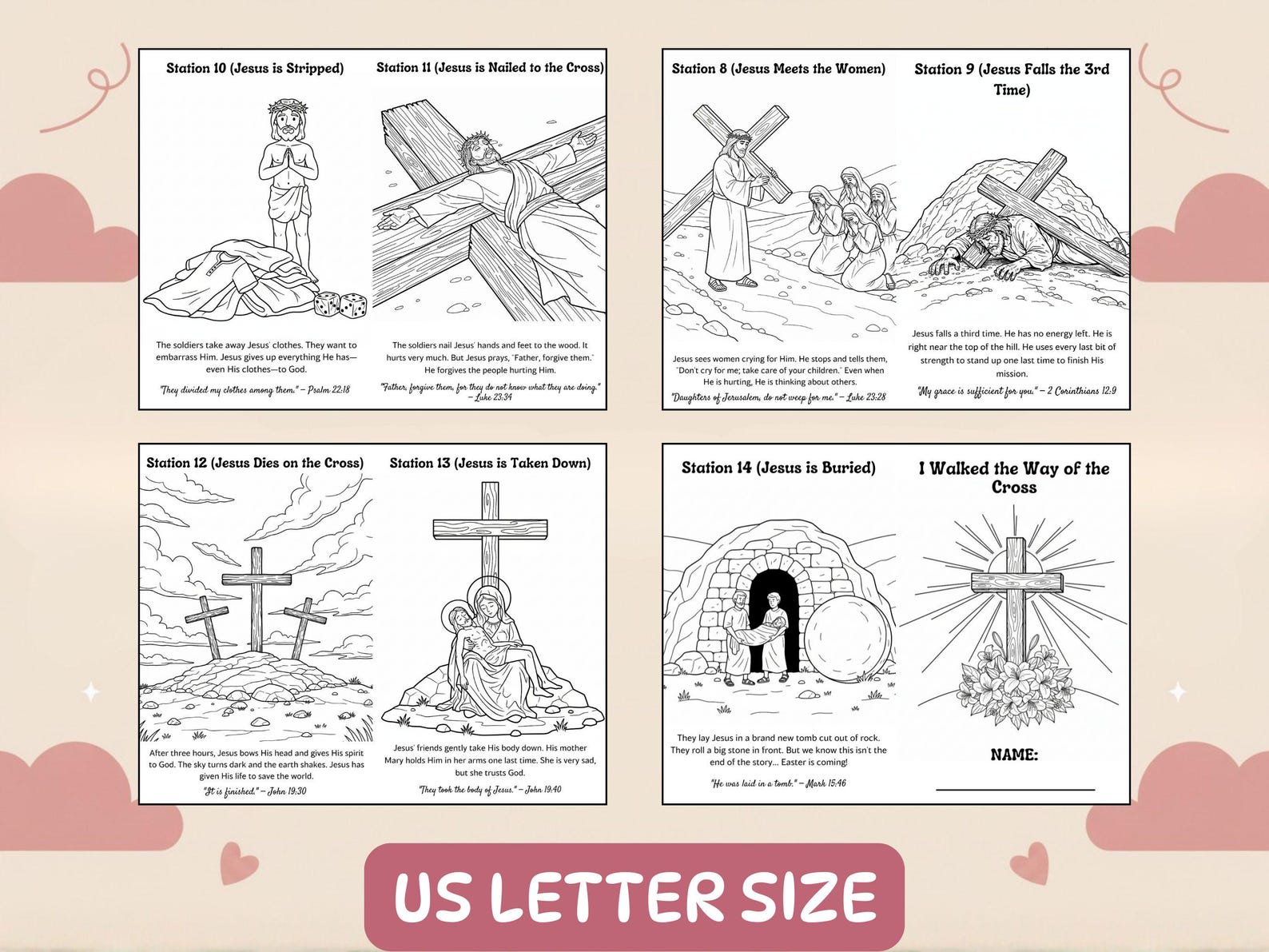 Stations of the Cross Booklet Kids Printable Catholic Lent Booklet Way ...