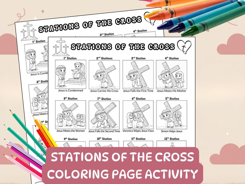 Stations of the Cross Coloring Page Catholic Kids Lent Activity ...