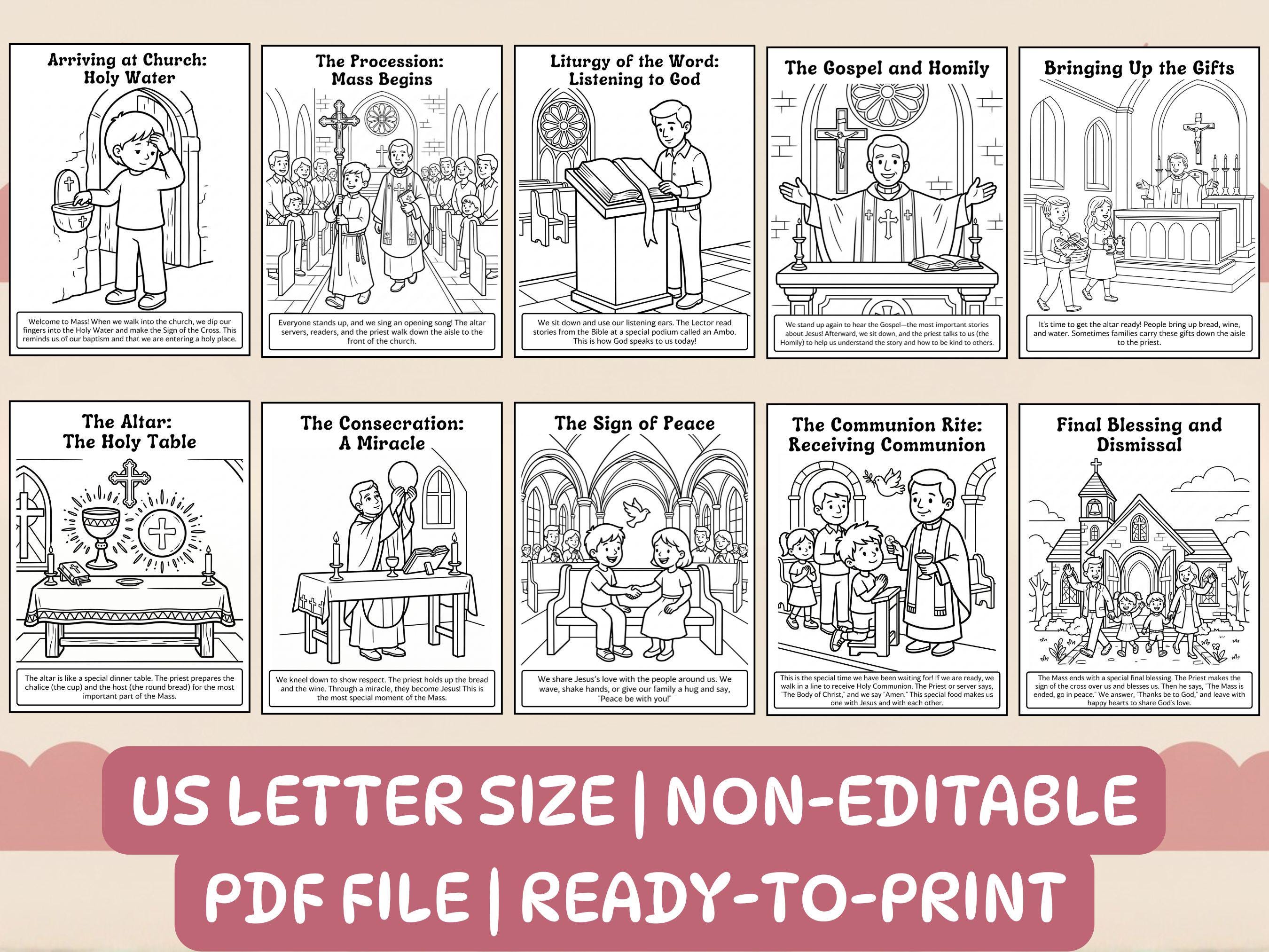 Walking Through the Mass Coloring Pages Catholic Kids Printable Order ...