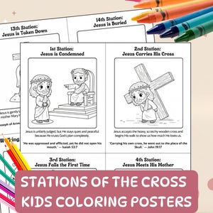 Stations of the Cross Coloring Posters Catholic Kids Lent Activity Way ...