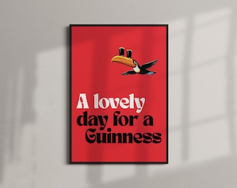 Guinness Quote Print Red | Typographic Bar Beer Wall Art (A4-A0)