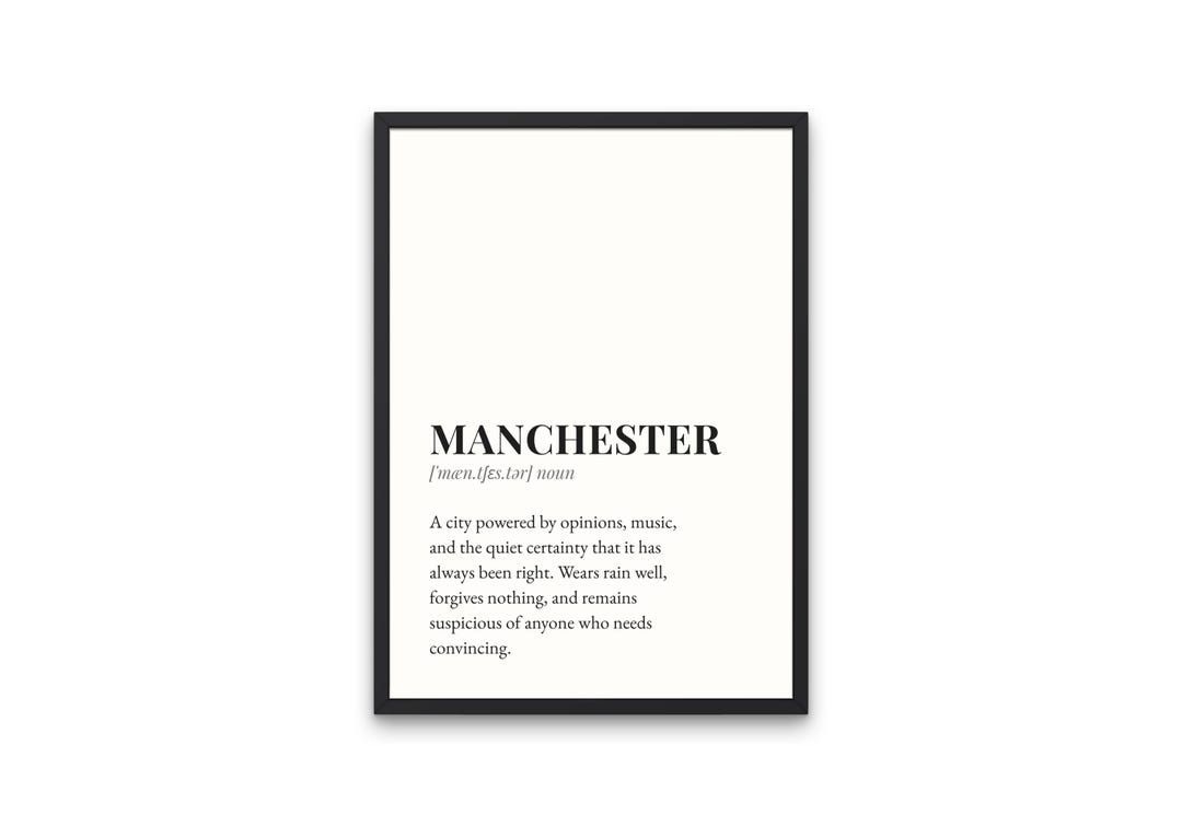Manchester Definition Manchester Definition Print | Funny City Poster | Typography Wall Art ...