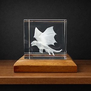 3D Subsurface Engraved K9 Crystal Cube - Dragon