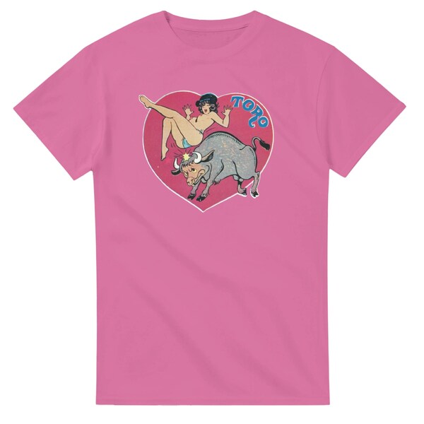TAURUS / TORO Vintage Italian Astrology T-Shirt – Retro Pin-Up Tee – Hungry & Immovable
