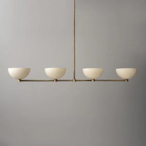 Brass Linear Chandelier Light: Mid Century Lighting Fixtures Dining Table Light