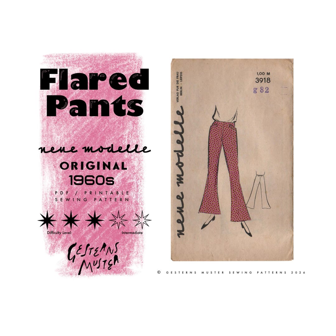 60s Flared Pants - PDF Sewing Pattern - Etsy