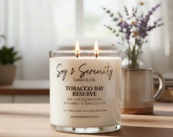 Tobacco & Bay Leaf Candle | Strong Scented, Masculine, Earthy | Luxury Soy Blend