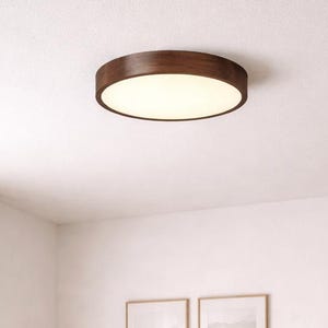Nowoczesna, minimalistyczna lampa sufitowa, smukła oprawa do sypialni, naturalne wykończenie z drewna, oświetlenie biura, duży akrylowy klosz dyfuzora, żyrandol